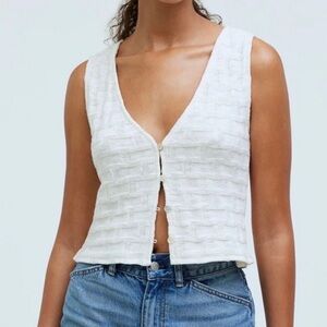Madewell Basketweave Stitch Vest in Antique Cream